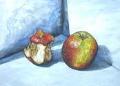 Titel des Bildes: Apfel und Griepsch - Jahr: 1997 - Maße: 60 cm x 42 cm - Technik: Aquarell auf Papier - Beschreibung: Naturstudie - Auftrag: Privat